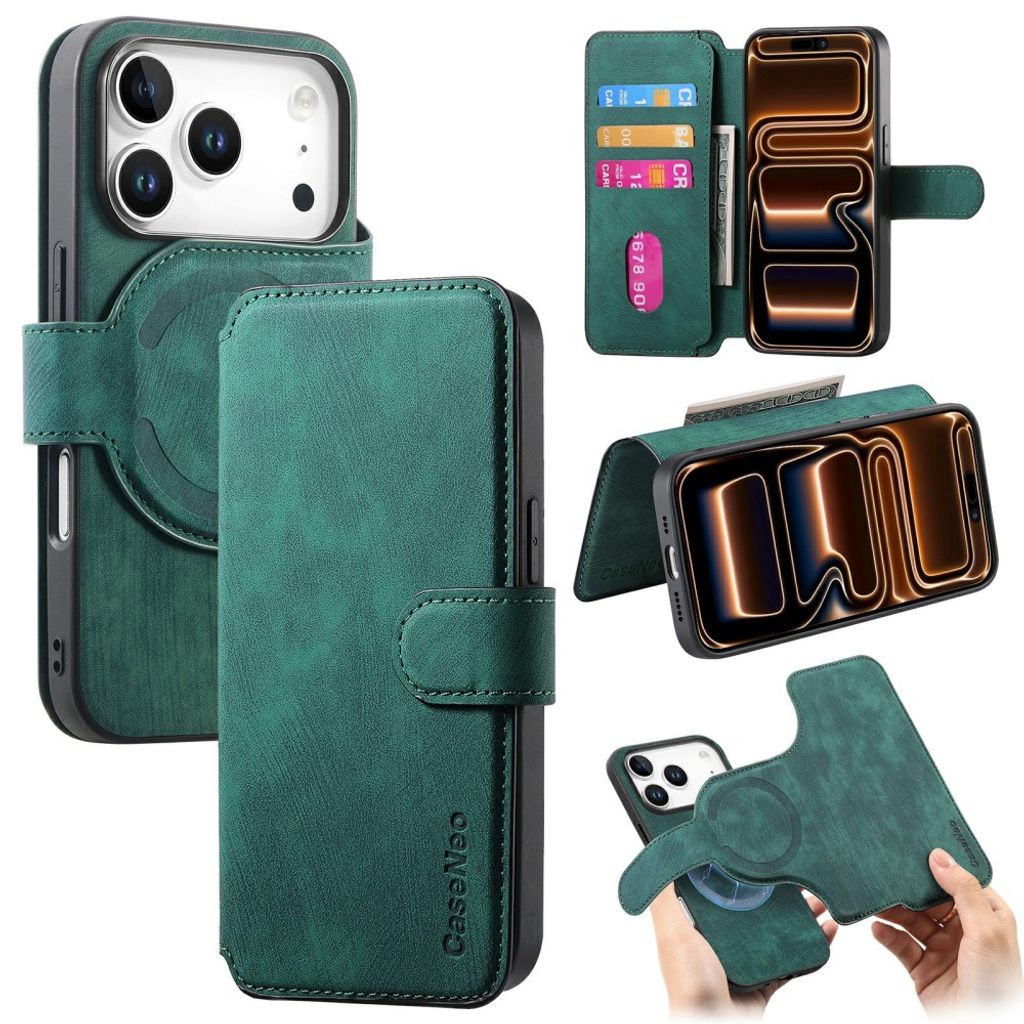 CASENEO iPhone 18 Pro Max/17 Pro Max MagSafe Cover with Wallet - Green — CASENEO