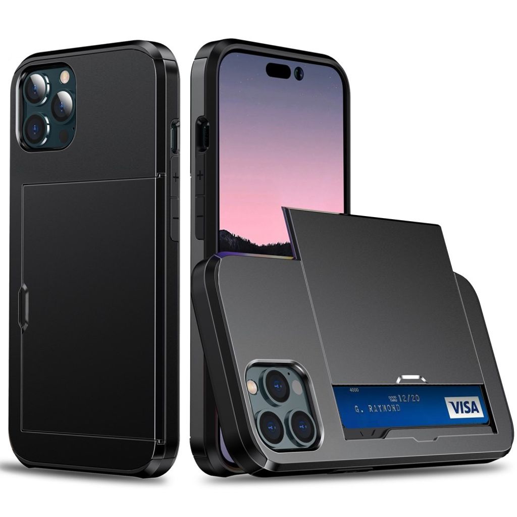 iPhone 14 Pro case with slide card holder - Black — Övrigt