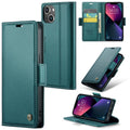 CASEME iPhone 15 Wallet Cover RFID Blocking 3 Card Slots - Green