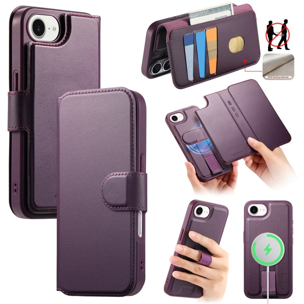 CASENEO iPhone 17e/16e Magnetic Detachable Wallet Cover - Purple