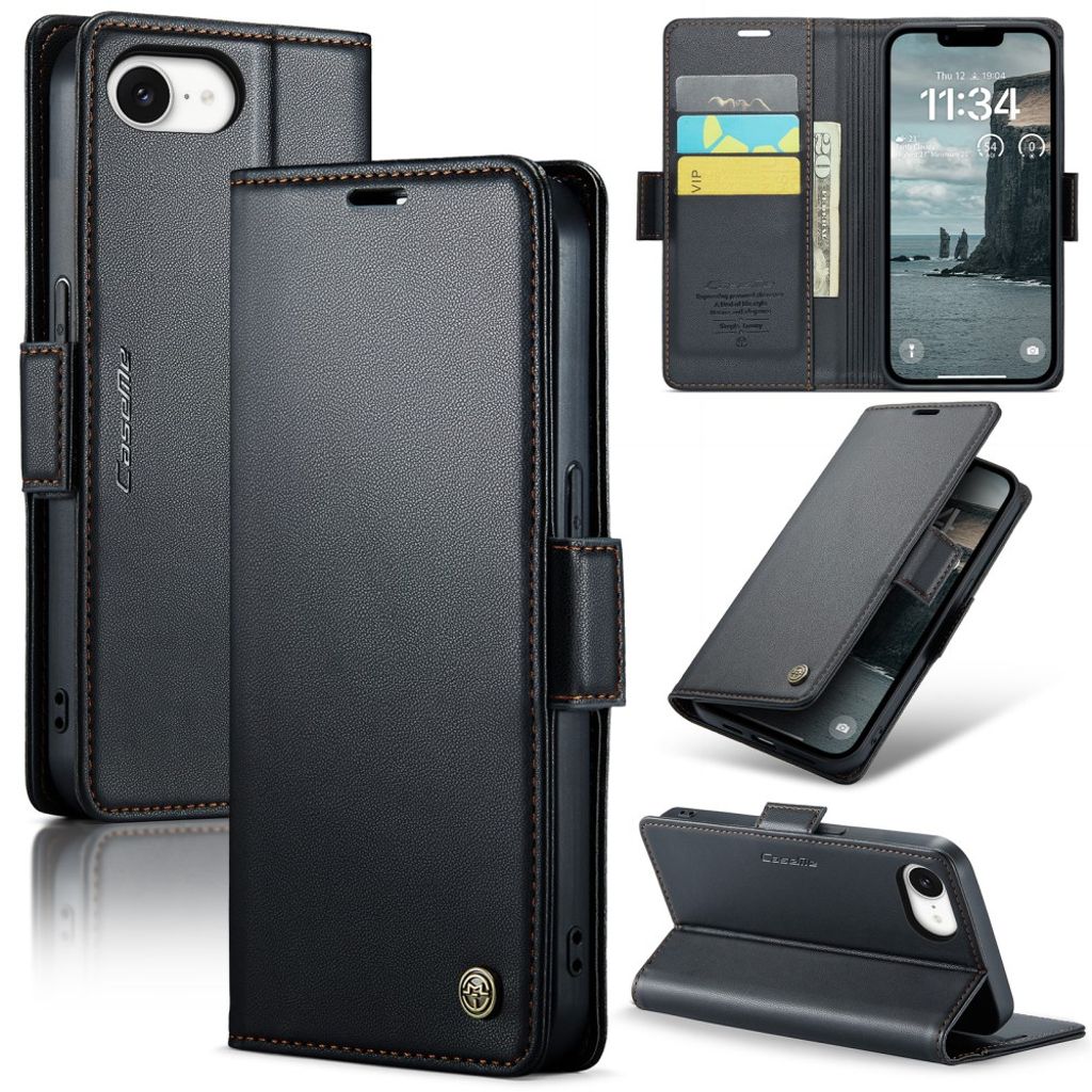 CASEME iPhone 17e/16e Wallet Cover RFID Blocking - Black