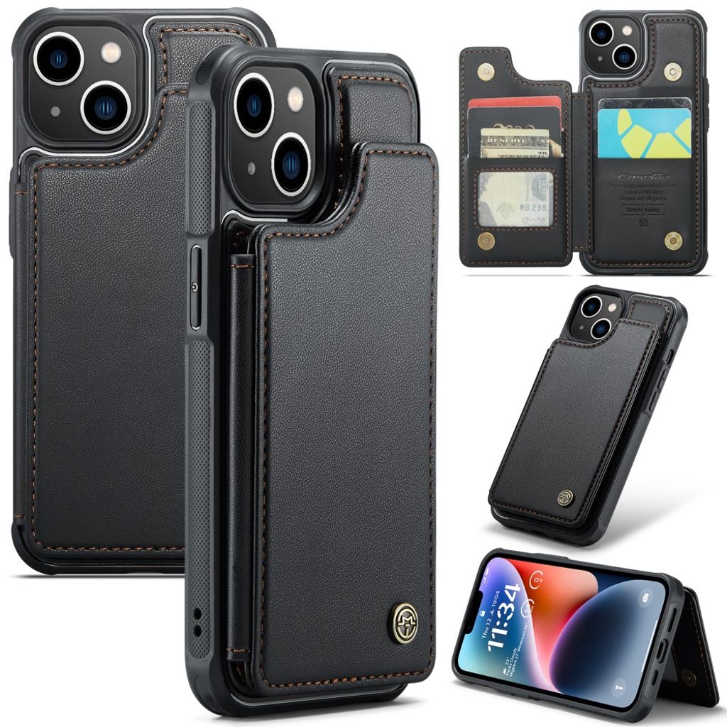 CASEME C22 iPhone 14 Wallet Case RFID Blocking - Black