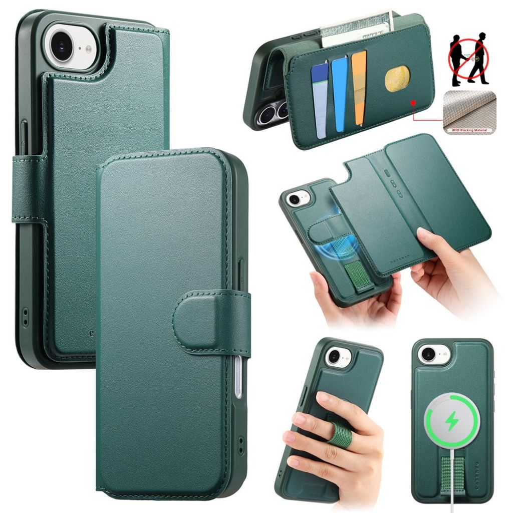CASENEO iPhone 17e/16e Detachable Wallet Cover MagSafe - Green