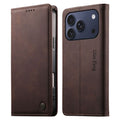 DIERFENG iPhone 18 Pro/17 Pro Wallet Cover RFID Blocking - Dark Brown — DIERFENG