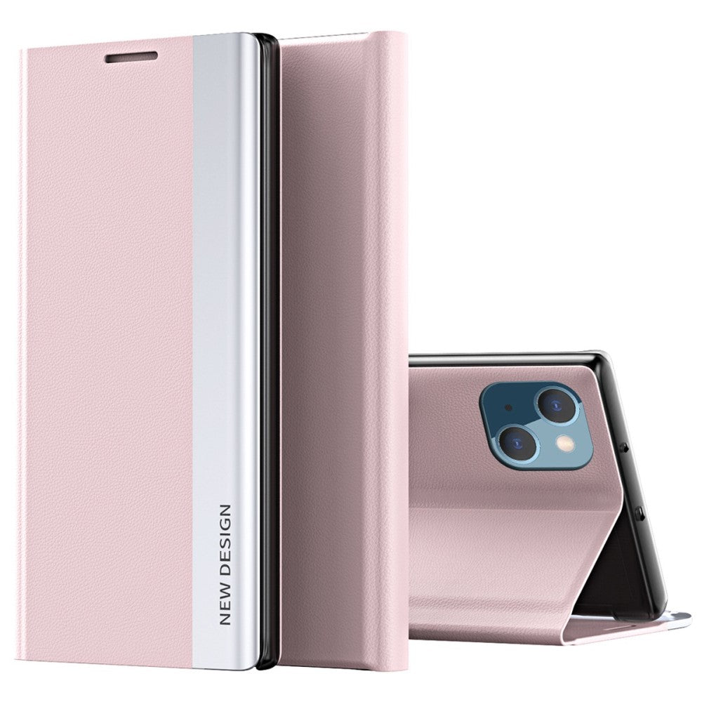 iPhone 14 PU Leather Stand Cover - Pink