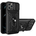 iPhone 14 Pro case with a card slot and a ring holder - Black — Övrigt