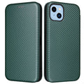 For iPhone 14 Plus Carbon Fiber Texture Cover - Green — Övrigt