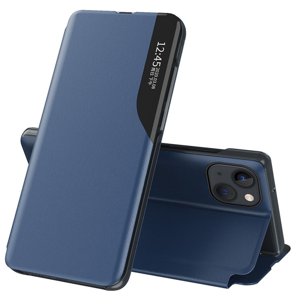 For iPhone 14 Leather Flip Cover - Sapphire