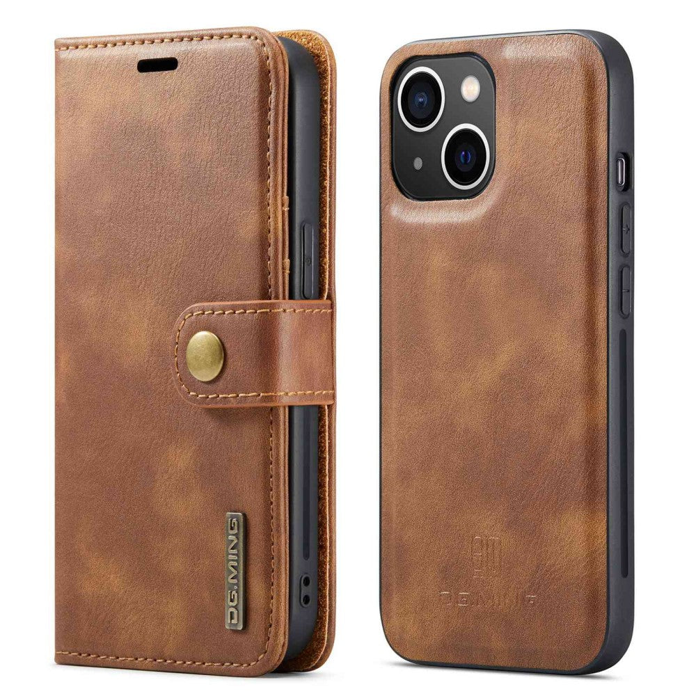 DG.MING Wallet Cover for iPhone 14 - Brown — DG.MING