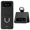 Samsung Galaxy Z Flip4 5G Ribbon Metal Ring Holder case - Black