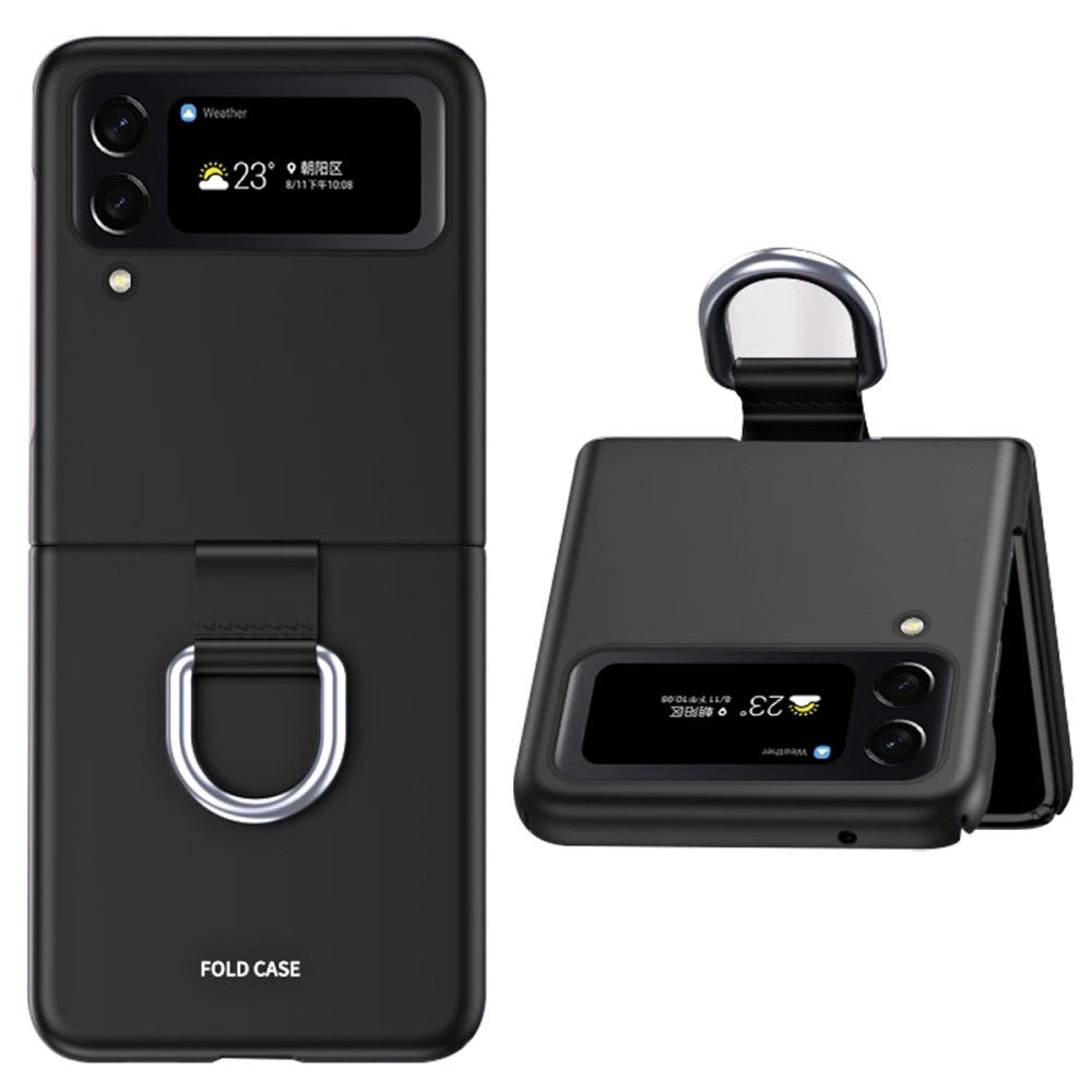 Samsung Galaxy Z Flip4 5G Ribbon Metal Ring Holder case - Black