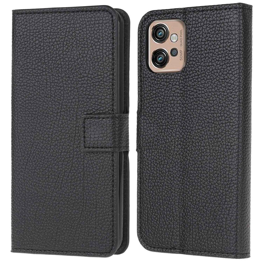 Motorola Moto G32 4G Shockproof PU Leather Flip Wallet Cover - Black — Övrigt