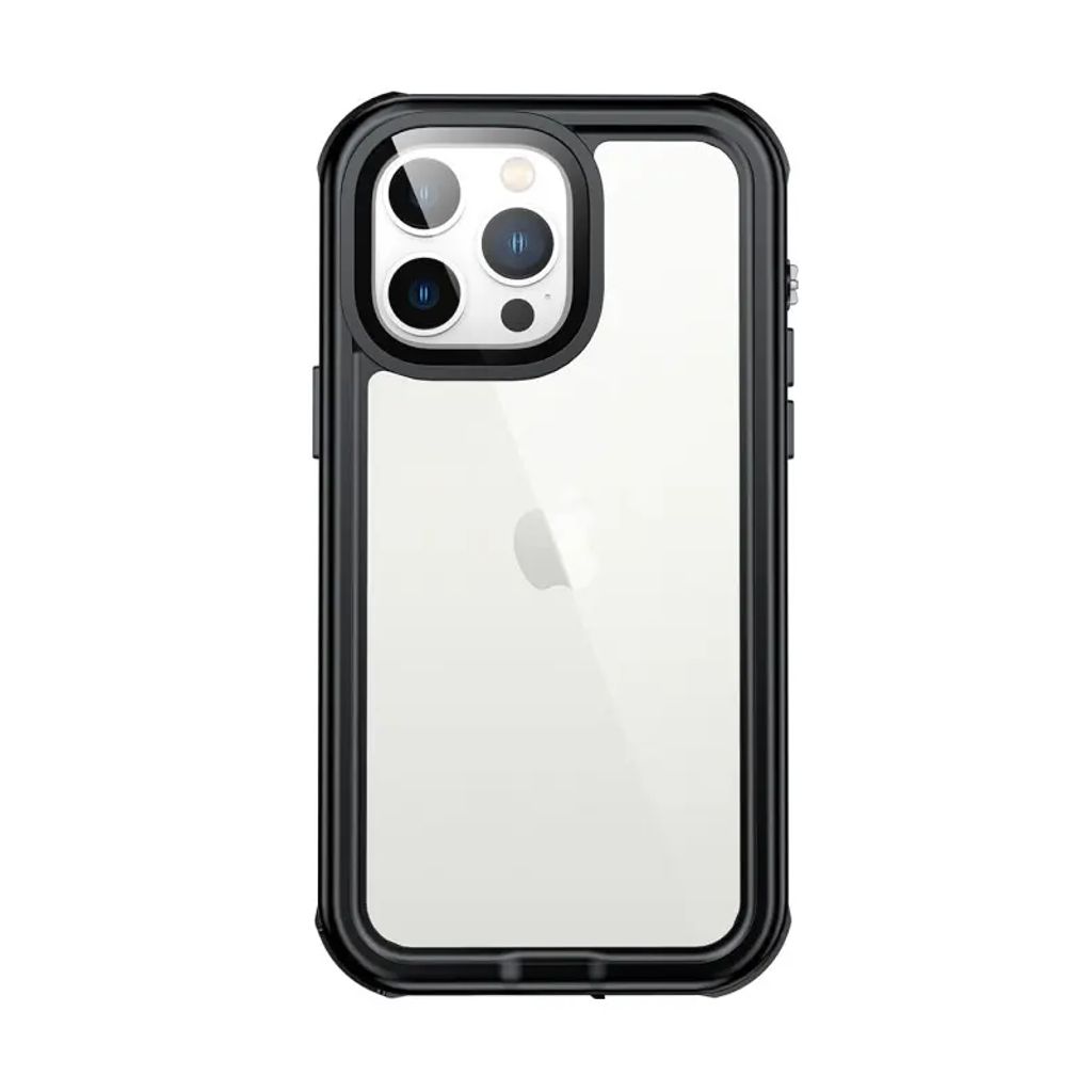 iPhone 14 Pro Max Waterproof Sensitive Transparent + Frame case - Black