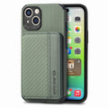 iPhone 14 Carbon Fiber Texture Case with Card Holder - Green — Övrigt