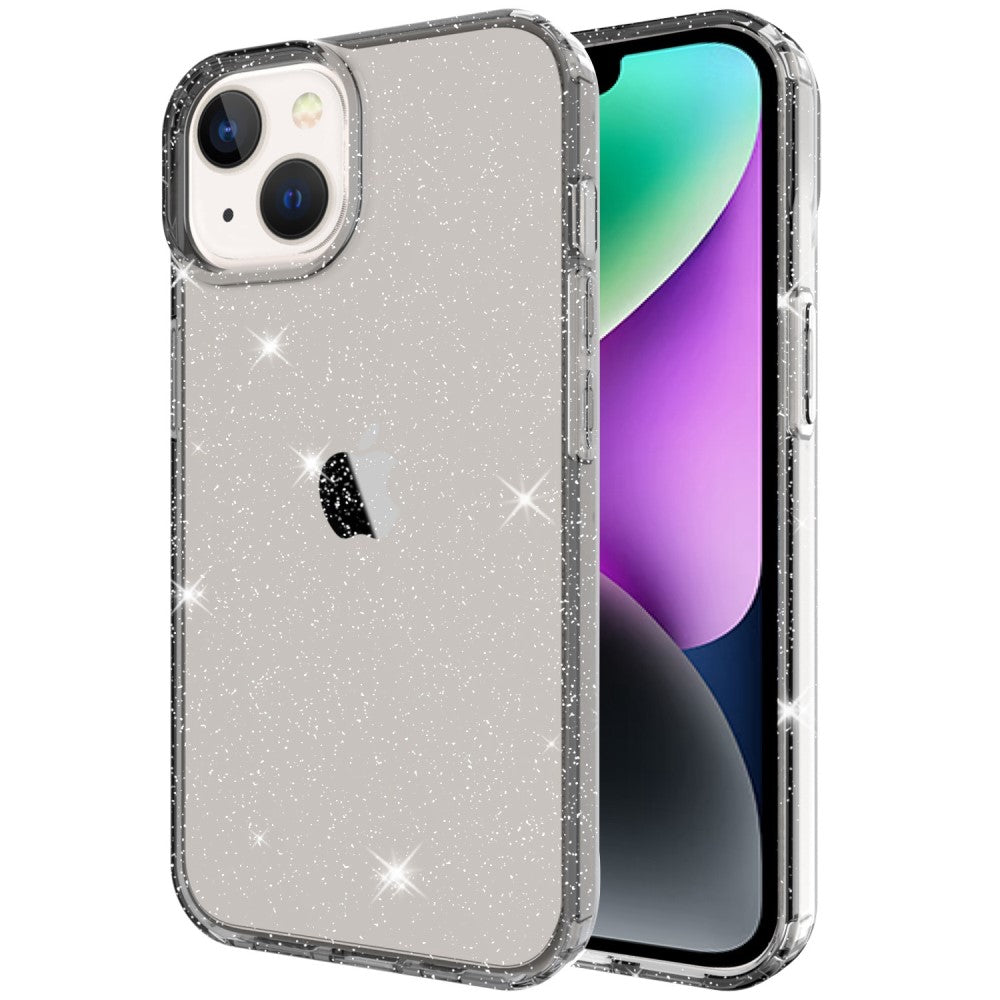iPhone 14 Glitter Powder case - Transparent Black