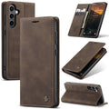 CASEME Samsung Galaxy S24 FE Matte leather imitation Wallet Cover - Dark brown — CASEME