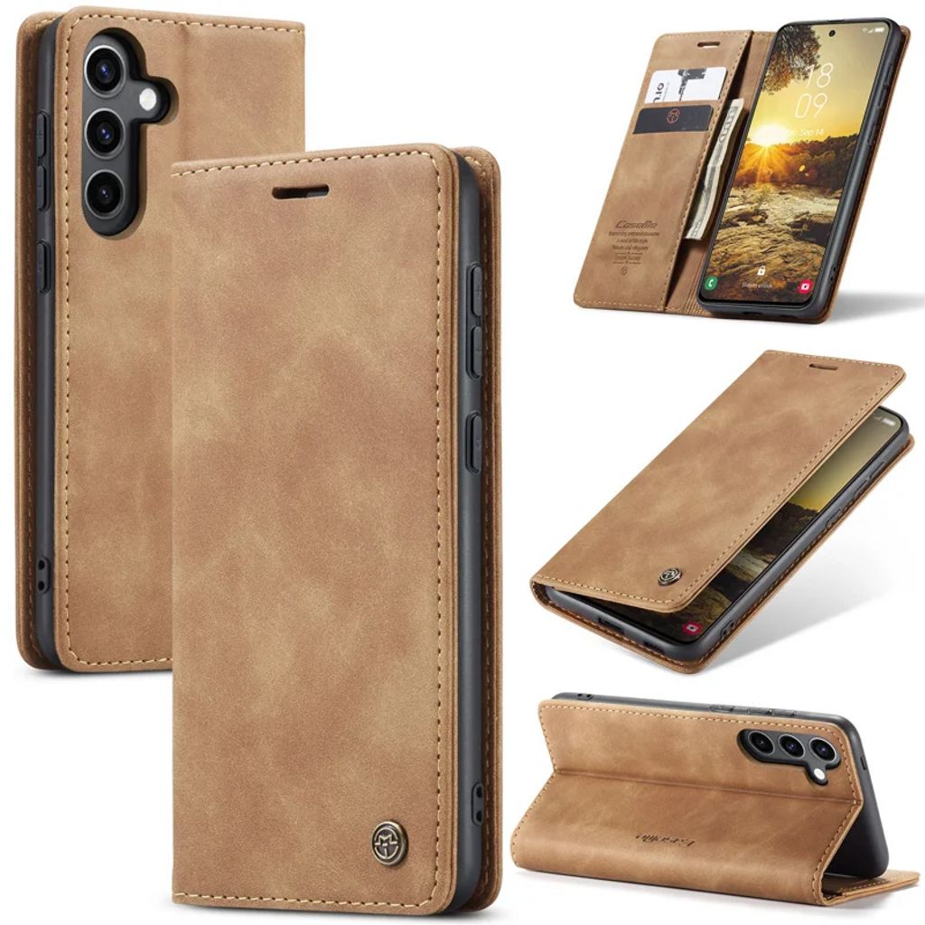 CASEME Samsung Galaxy S24 FE Matte leather imitation Wallet Cover - Brown — CASEME