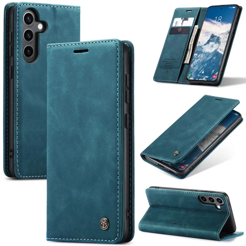 CASEME Samsung Galaxy S24 FE Matte leather imitation Wallet Cover - Blue — CASEME