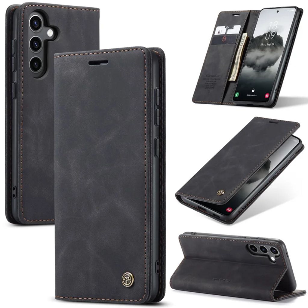 CASEME Samsung Galaxy S24 FE Matte leather imitation Wallet Cover - Black — CASEME
