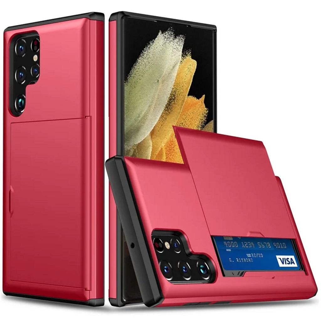 Samsung Galaxy S25 Ultra Case with Card Holder - Red