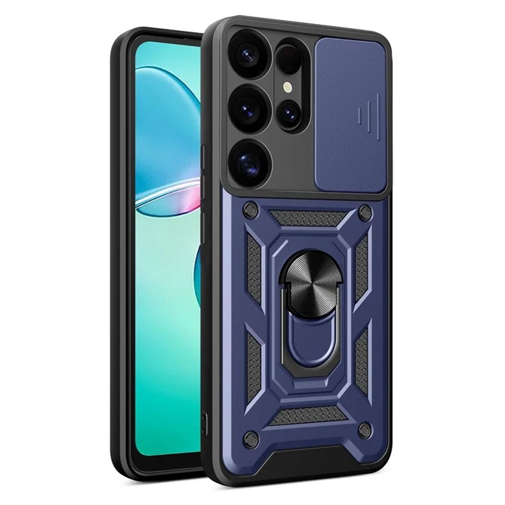 Samsung Galaxy S25 Ultra Case with Camera Cover and Stand - Blue — Samsung