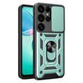 Samsung Galaxy S25 Ultra Case with Camera Cover and Stand - Green