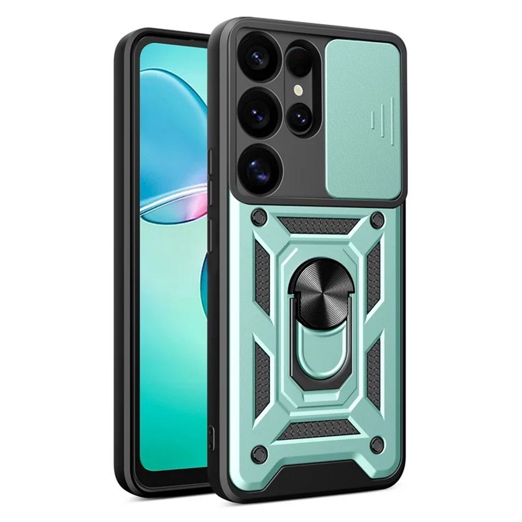 Samsung Galaxy S25 Ultra Case with Camera Cover and Stand - Green