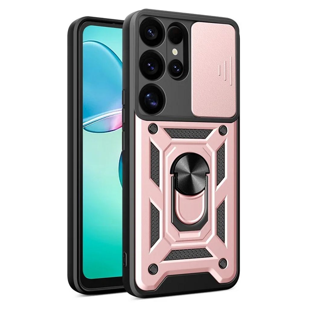 Samsung Galaxy S25 Ultra Case with Camera Cover and Stand - Rose Gold — Samsung