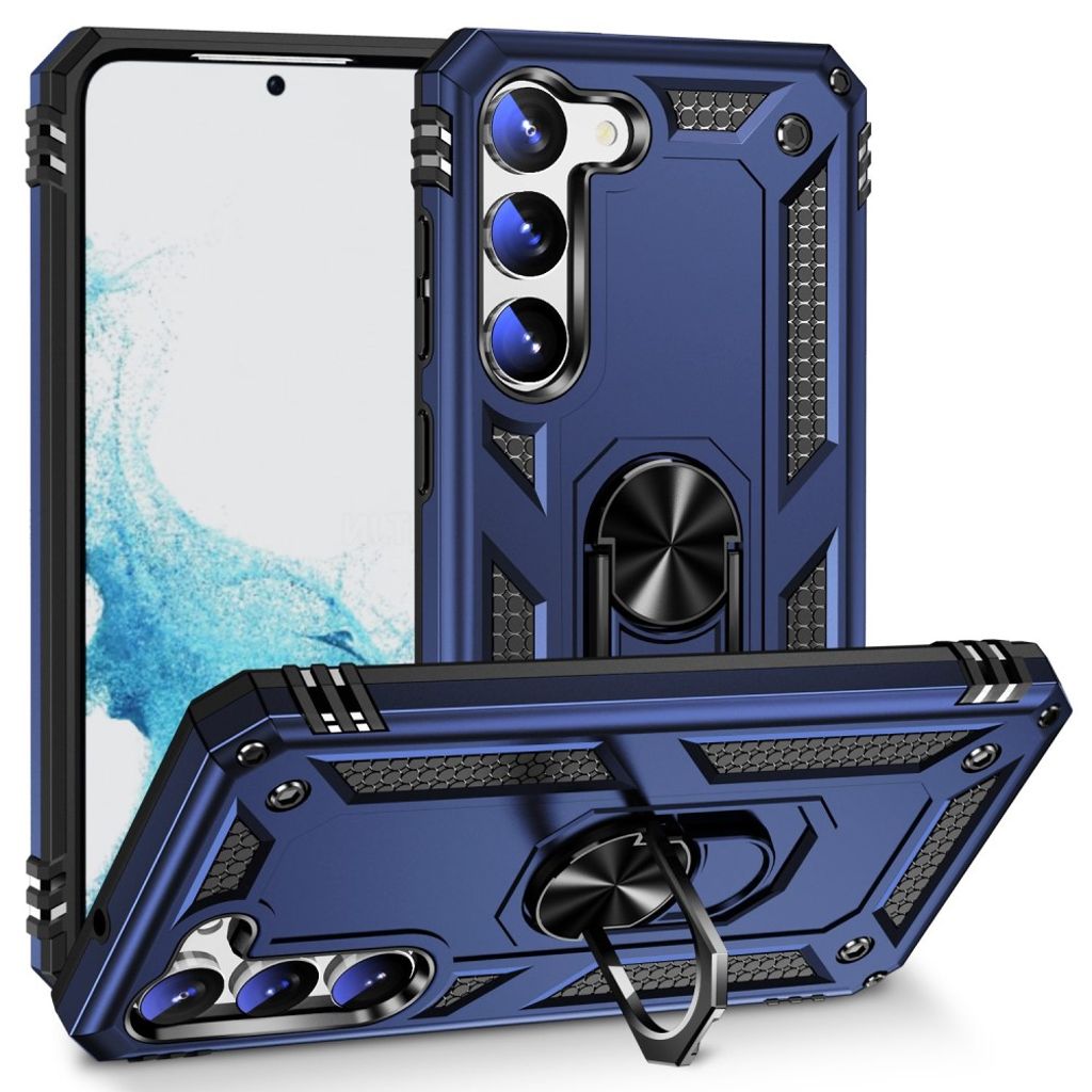 Samsung Galaxy S23 case with a metal ring - Blue — Samsung