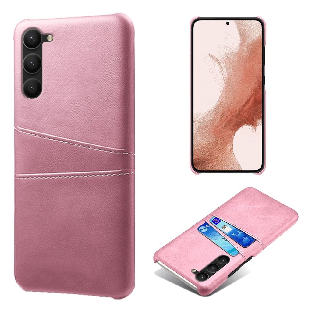 Protective Samsung Galaxy S23 Plus case with a card holder - Rose gold