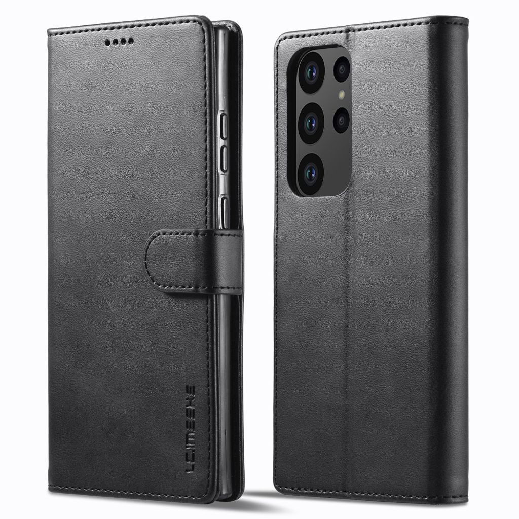 LC.IMEEKE Calf Texture Samsung Galaxy S23 Ultra cover - Black