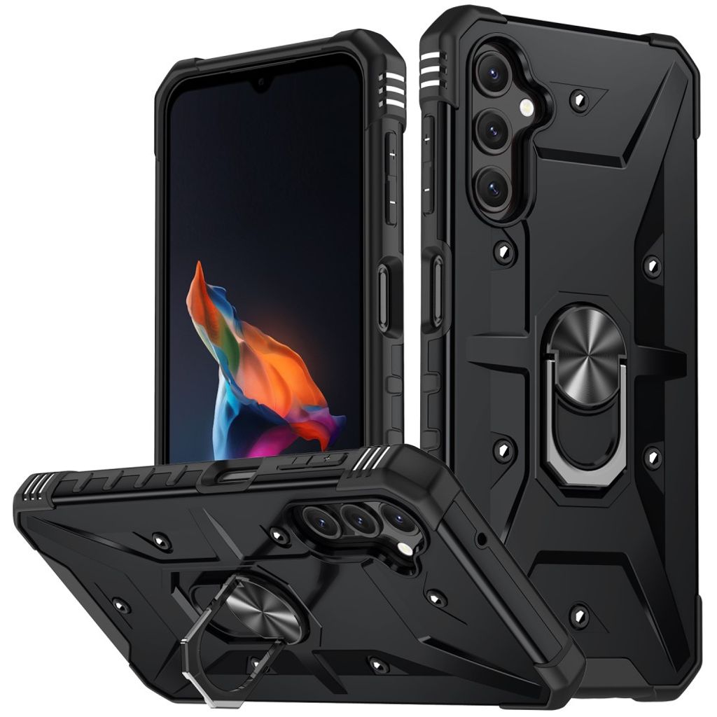 Shockproof Samsung Galaxy A14 5G case with a ring - Black — Shockproof