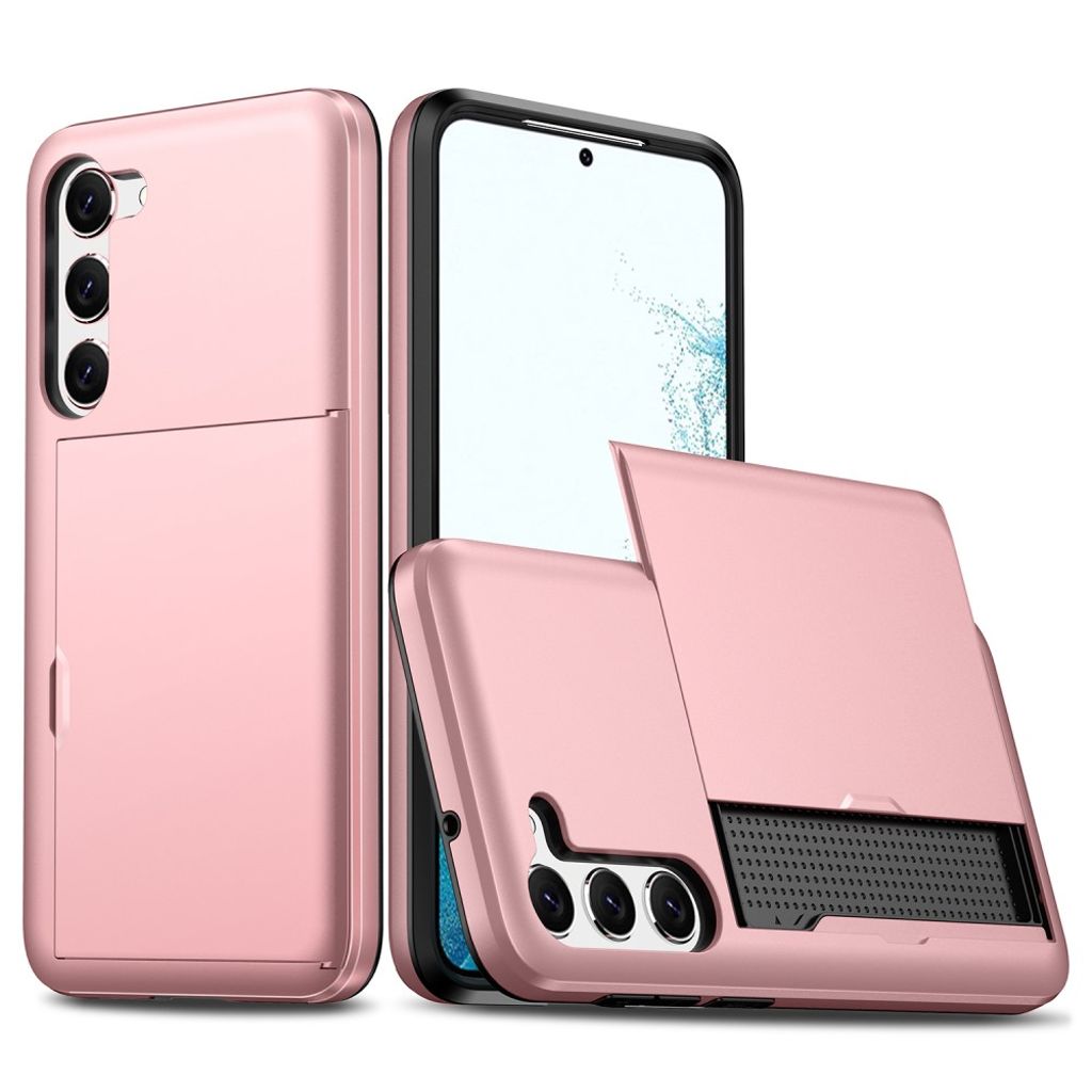 Samsung Galaxy S23 Plus case with a card holder - Rose gold-colored