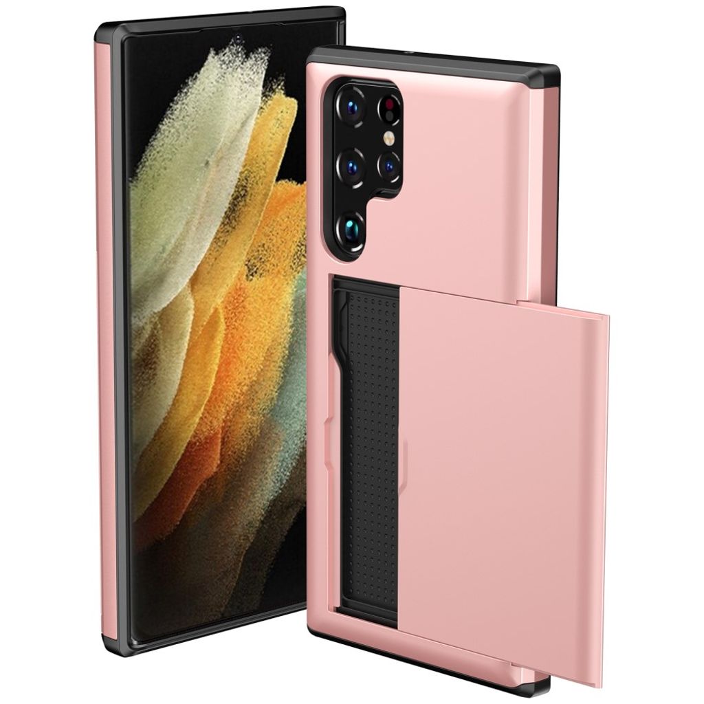 Samsung Galaxy S23 Ultra case with a card holder - Rose gold-colored — Samsung