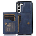 Magnetic Samsung Galaxy S23 case with a wallet and a stand - Blue
