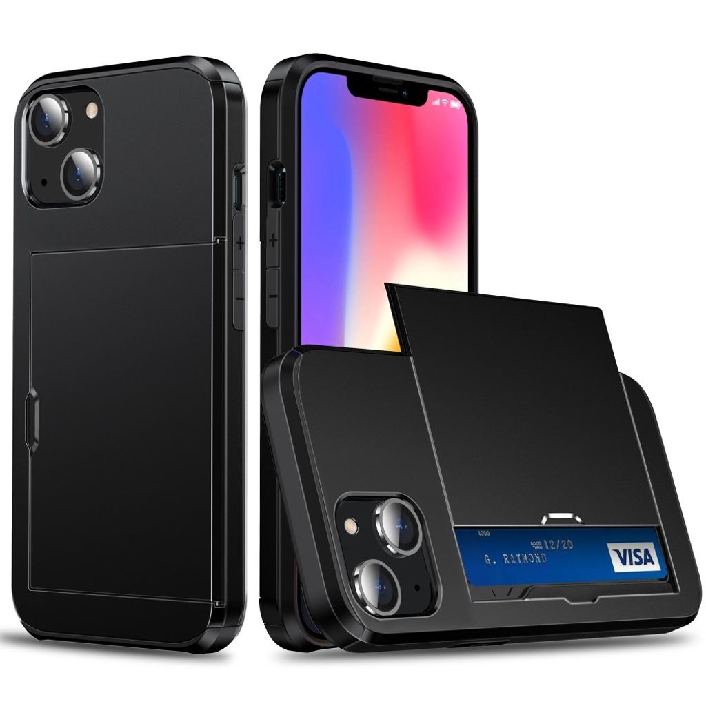 IPhone 15 Plus case with a card holder - Black