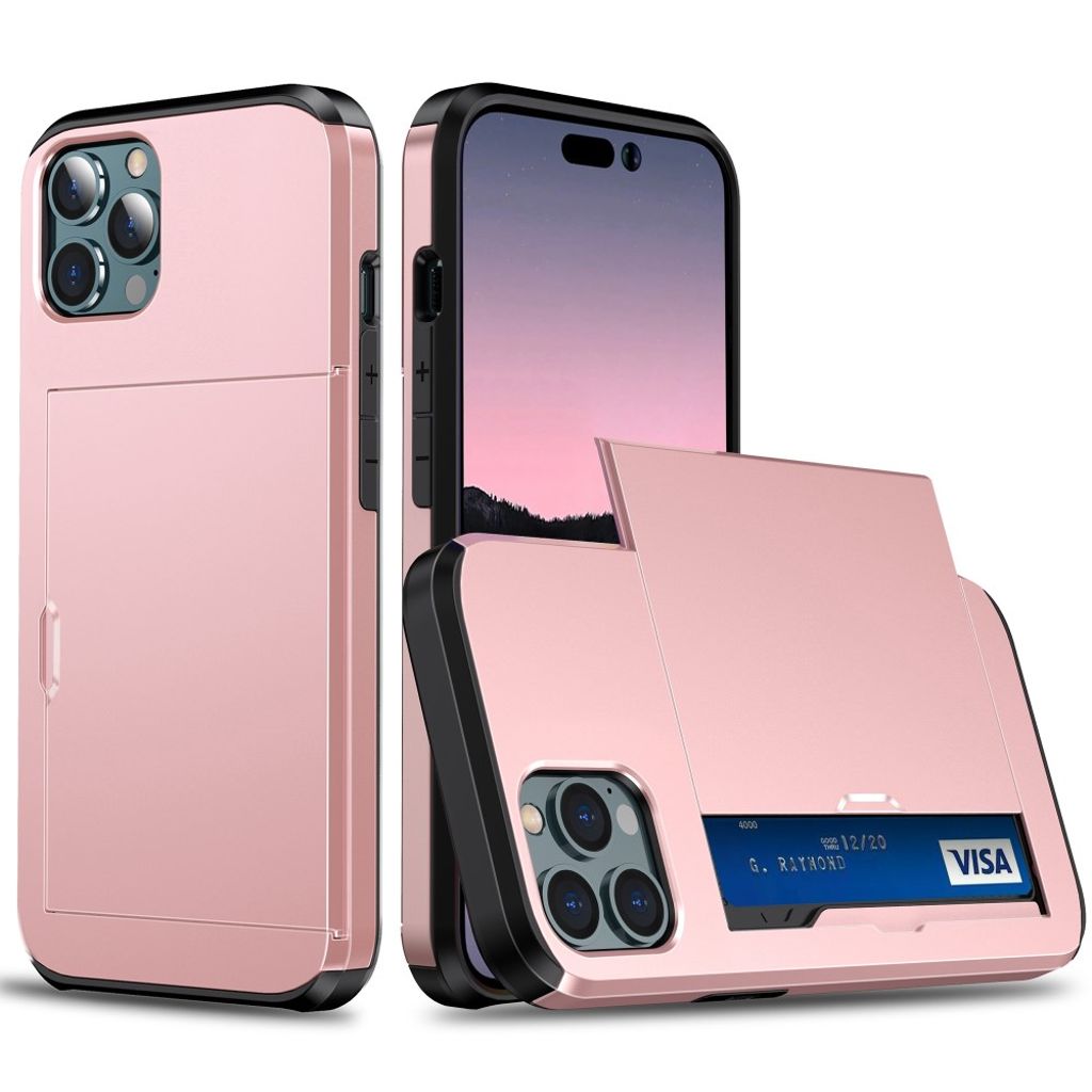 IPhone 15 Pro case with a card holder - Rose gold-colored — Övrigt