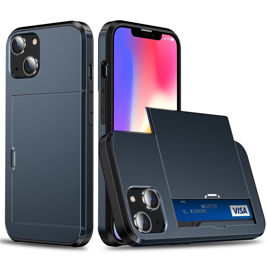 IPhone 15 case with a card holder - Navy blue — Övrigt