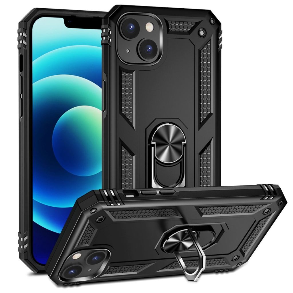 IPhone 15 case with a magnetic holder - Black