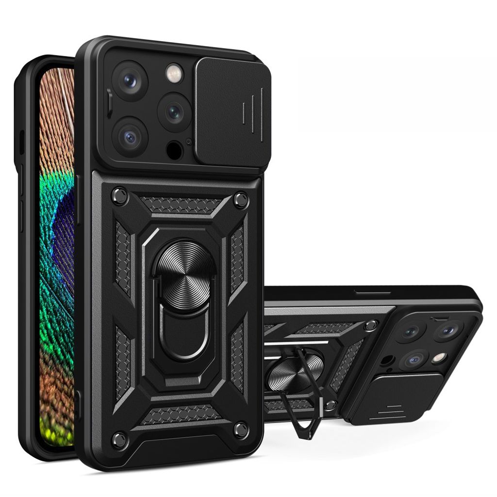 IPhone 15 Pro Max case with a ring - Black