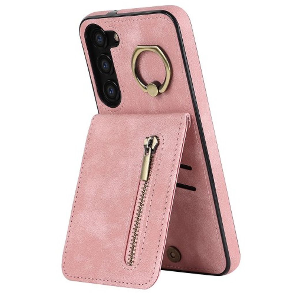 Samsung Galaxy S23 Plus Wallet Case with Ring Holder - Pink