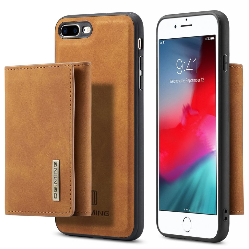 DG.MING iPhone 7 Plus / 8 Plus Case with Wallet - Brown