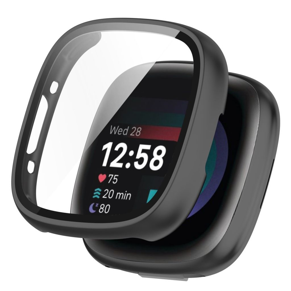 Fitbit Versa 4 / Sense 2 case in tempered glass - Black — Fitbit