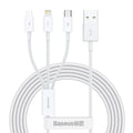 Baseus superior 3in1 USB cable - lightning / USB type C / micro USB 3.5 A 1.5 m white (CAMLTYS-02) — Baseus