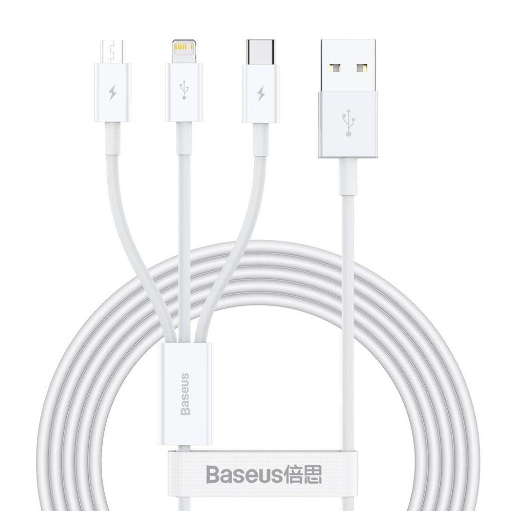 Baseus superior 3in1 USB cable - lightning / USB type C / micro USB 3.5 A 1.5 m white (CAMLTYS-02) — Baseus