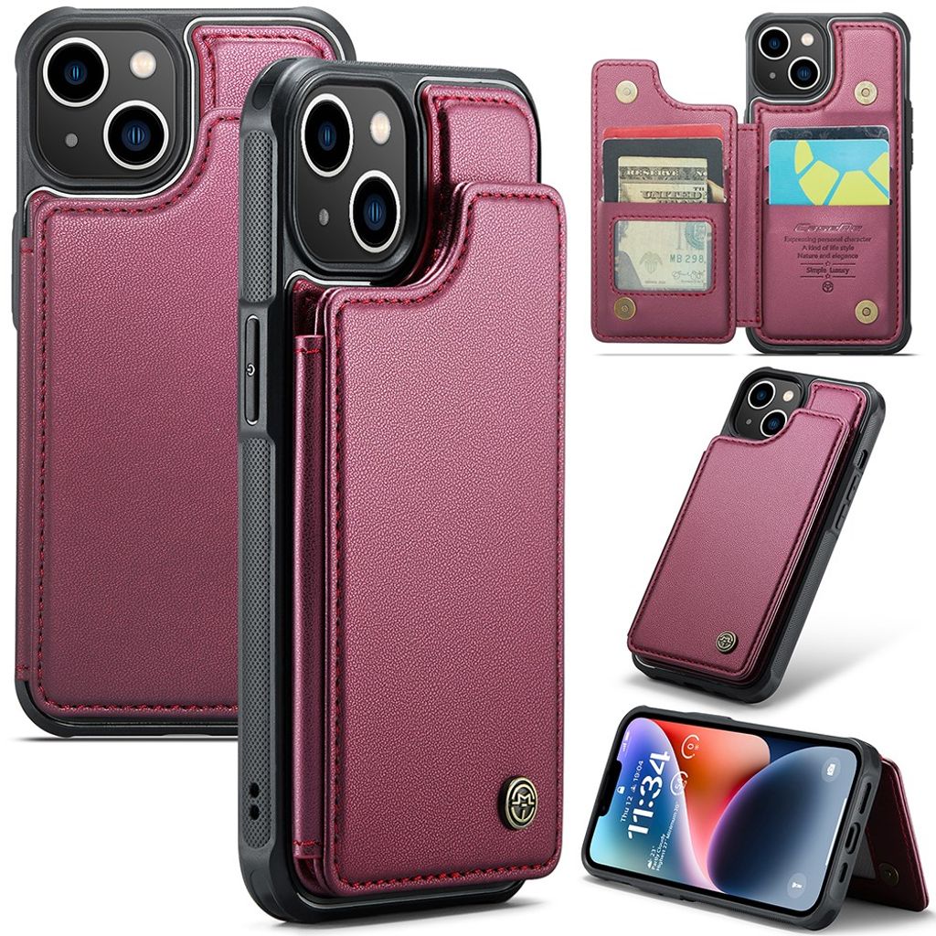 CASEME iPhone 14 Wallet Case RFID Blocking - Red
