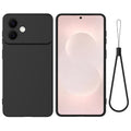 Samsung Galaxy S26 Edge Liquid Silicone Case with Hand Strap - Black