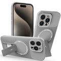 iPhone 15 Pro Case Kickstand Carbon Fiber Texture - Grey