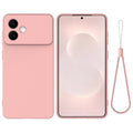 Samsung Galaxy S26 Edge Liquid Silicone Case with Hand Strap - Pink