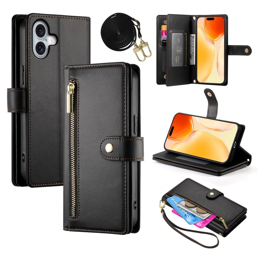 iPhone 17 Wallet Cover with carrying strap - Black — Övrigt